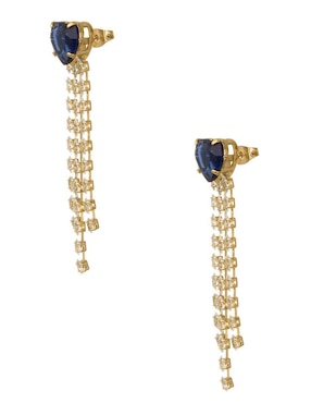 Aretes largos de corazón Unlimited by Ob con acabado chapa de oro zirconia