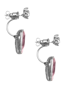 Aretes de corazón Unlimited By Ob con acabado baño rodio cristal