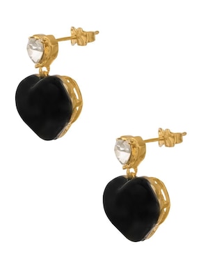 Aretes cortos de corazón Unlimited By Ob chapa de oro 18 K zirconia