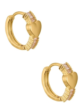 Aretes de corazón Unlimited By Ob 18 K con acabado chapa de oro zirconia