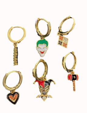 Set de aretes Joker Nira con acabado pulido zirconia cúbica