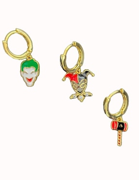 Set de aretes Joker Nira con acabado pulido zirconia cúbica