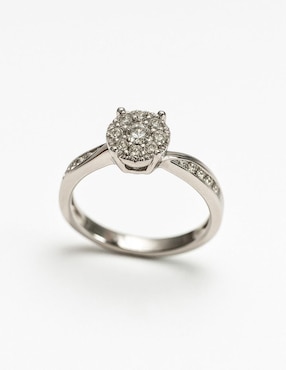 Anillo Casa Michel Joyeria Promesa 14 k de oro blanco diamante