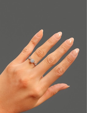 Anillo Casa Michel Joyeria Promesa 14 k de oro blanco diamante