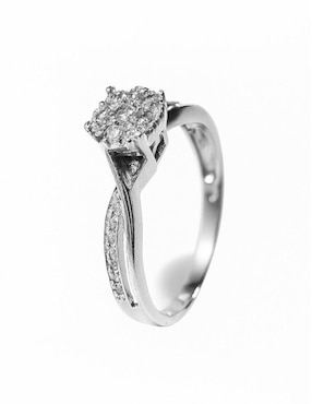 Anillo Casa Michel Joyeria Promesa 14 k de oro blanco diamante