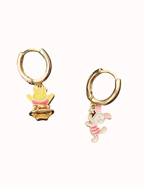 Set de aretes Winnie Pooh Nira Disney con acabado pulido zirconia cúbica