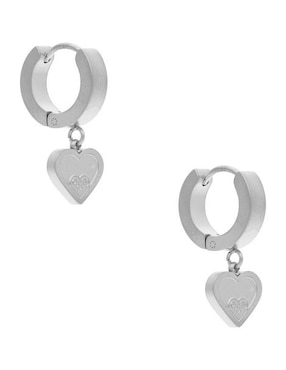 Aretes huggies de corazón Nuvi Exclusiva con acabado mate