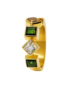 Anillo Casa Michel Joyeria 14 k de oro amarillo turmalina