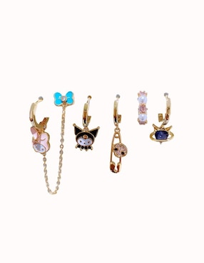 Set de aretes Nira Anime con acabado pulido zirconia cúbica