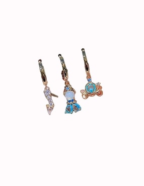 Set de aretes Cenicienta Nira Princesas con acabado pulido zirconia cúbica