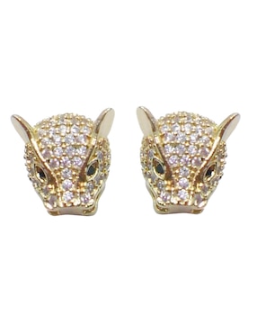 Aretes y collar de cabeza de pantera Lieb zirconia