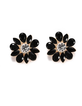 Aretes cortos de flor Lieb con acabado brillante cristal