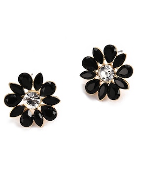Aretes cortos de flor Lieb con acabado brillante cristal