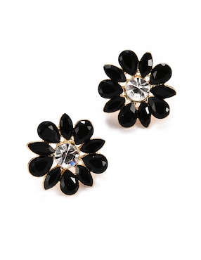 Aretes cortos de flor Lieb con acabado brillante cristal