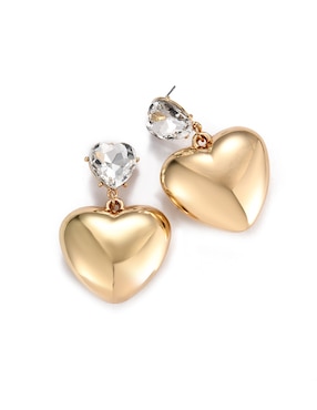Aretes largos de corazón Lieb con acabado brillante cristal