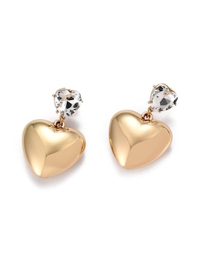 Aretes largos de corazón Lieb con acabado brillante cristal