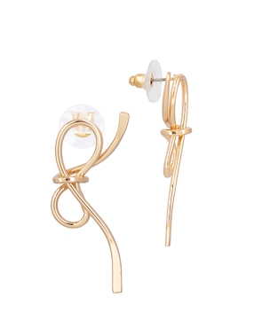 Aretes largos de moño Map con acabado lustre