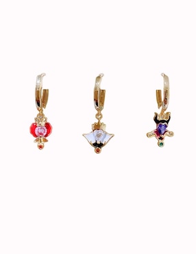 Set de aretes Nira Villanas con acabado pulido zirconia cúbica