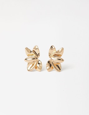Aretes cortos de flor Parfois Permanent Suspended Frame con acabo brillante