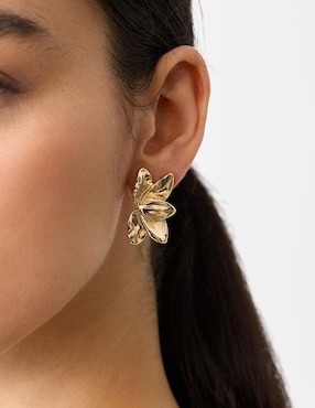 Aretes cortos de flor Parfois Permanent Suspended Frame con acabo brillante