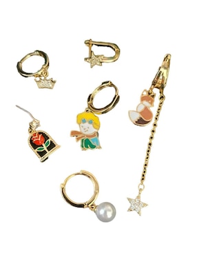 Set de aretes El Principito Nira Clasico con acabado pulido zirconia cúbica