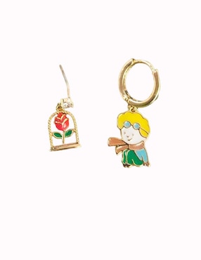 Set de aretes El Principito Nira Clasico con acabado pulido zirconia cúbica
