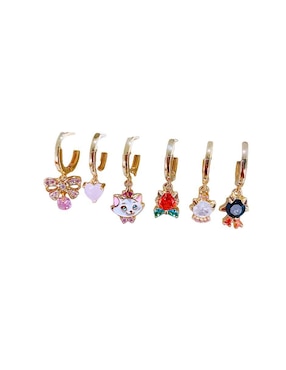 Set de aretes Marie Nira los aristogatos con acabado pulido zirconia cúbica