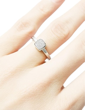 Anillo Casa Michel Joyeria 14 k de oro blanco diamante pulido