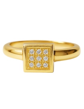 Anillo cuadrado Casa Michel Joyeria 14 k de oro diamante pulido