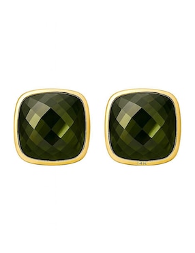 Broqueles Casa Michel Joyeria de oro amarillo 14 k con acabado pulido amatista