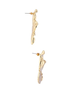 Aretes largos de flor Map con acabado brillante
