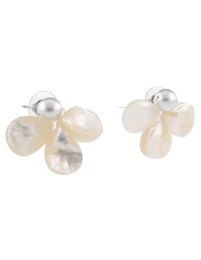 Aretes largos de flor Map con acabado liso
