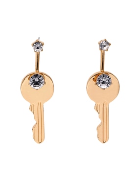Aretes largos de llave That's It con acabado brillante zirconia
