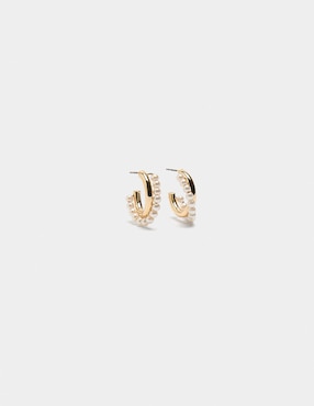 Aretes de aro circular Parfois Stay Classy con acabado brillante perla