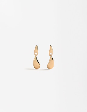 Aretes cortos de gota Parfois Golden Basics con acabado brillante