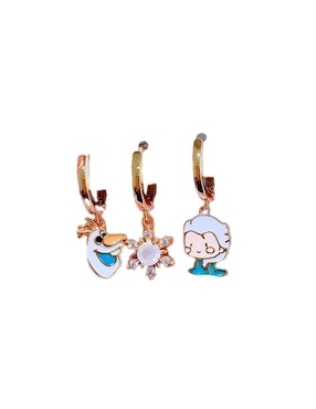 Set de aretes Frozen Nira Princesas de 10k con acabado pulido zirconia cúbica