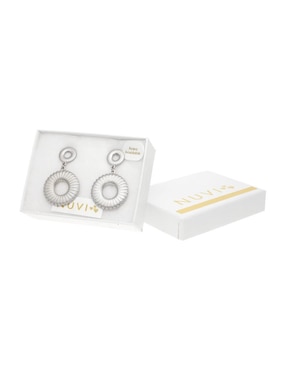 Aretes largos circulares Nuvi Colección Tendencias de acero inoxidable con acabado brillante
