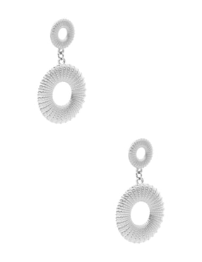 Aretes largos circulares Nuvi Colección Tendencias de acero inoxidable con acabado brillante