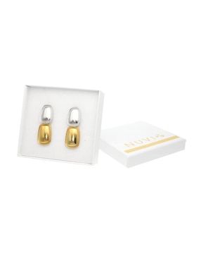 Aretes largos rectangulares Nuvi Colección Tendencias de acero inoxidable con acabado brillante