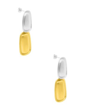 Aretes largos rectangulares Nuvi Colección Tendencias de acero inoxidable con acabado brillante
