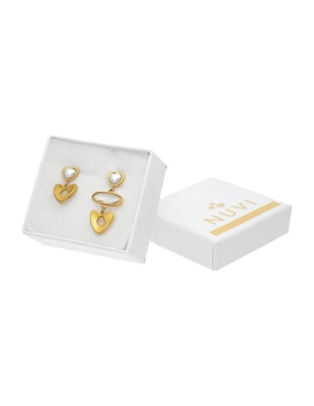 Aretes largos Nuvi Colección Tendencias de acero inoxidable con acabado brillante