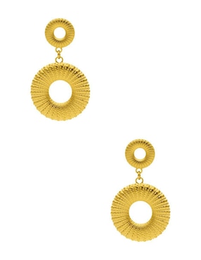Aretes largos circulares Nuvi Colección Tendencias de acero inoxidable con acabado brillante