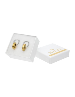 Aretes largos ovalados Nuvi Colección Tendencias de acero inoxidable con acabado brillante