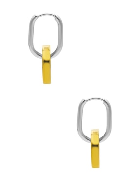 Aretes largos ovalados Nuvi Colección Tendencias de acero inoxidable con acabado brillante