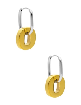 Aretes largos ovalados Nuvi Colección Tendencias de acero inoxidable con acabado brillante