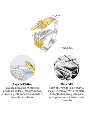 Anillo de alas Chulada Beauty P 925 de plata pulido
