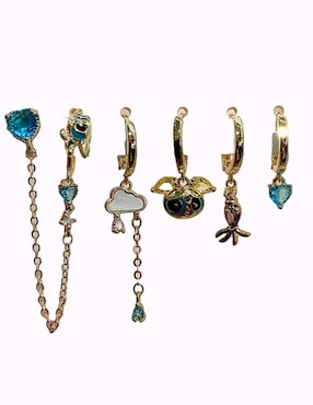 Set de aretes Burbuja Nira Chicas Superpoderosas de 10 k con acabado pulido zirconia cúbica