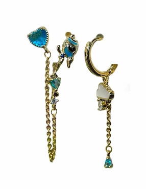 Set de aretes Burbuja Nira Chicas Superpoderosas de 10 k con acabado pulido zirconia cúbica