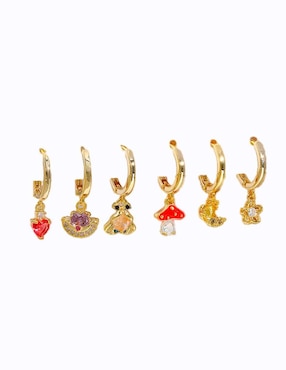 Set de aretes Alice in Wonderland Nira con acabado pulido zirconia cúbica