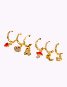 Set de aretes Alice in Wonderland Nira con acabado pulido zirconia cúbica